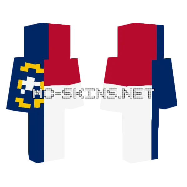 North Carolina Flag Skin Minecraft skin, front and back