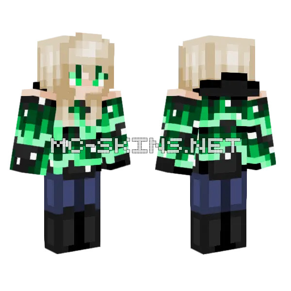 Northern Lights Girl Minecraft skin, front and back