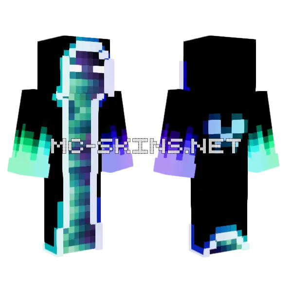 Northern Lights Mage Minecraft skin, front and back