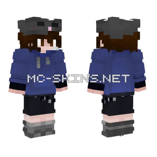 Novio Azul Gris Minecraft skin, front and back