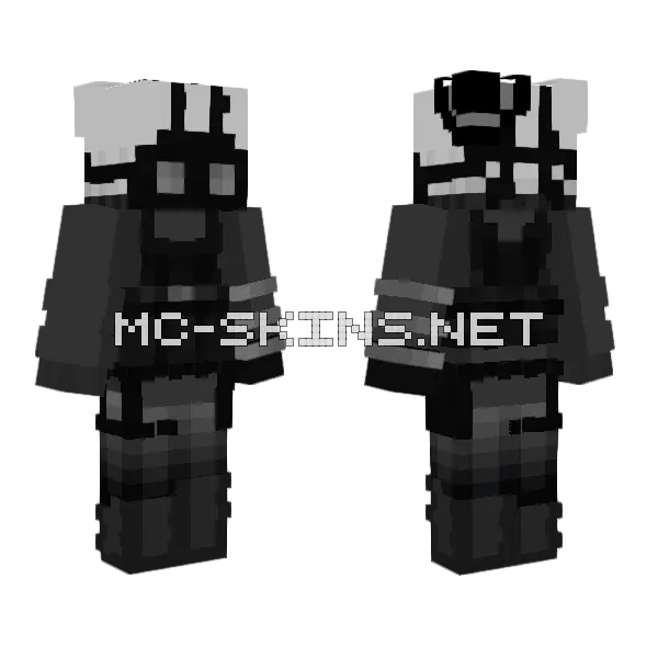 Nuclear Dusk Monochromatic Minecraft skin, front and back