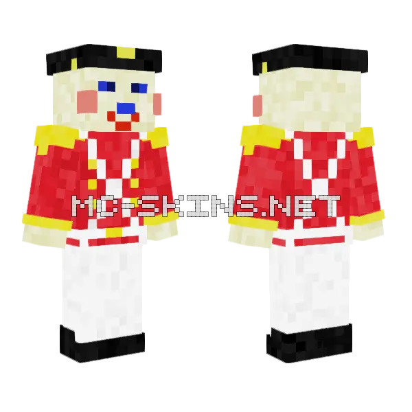 Nutcracker Soldier Minecraft skin, front and back