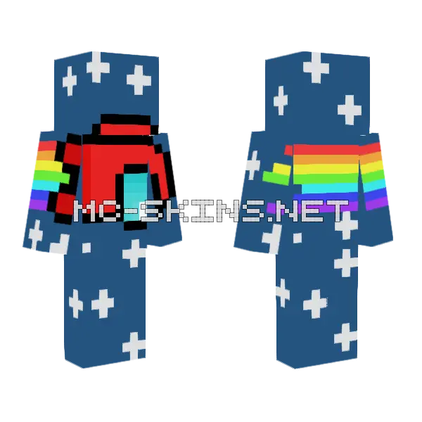 Nyan Cat Is Sus Minecraft skin, front and back