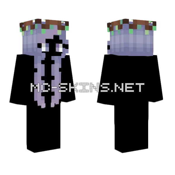 Oasis Enchanted Hair Pastel Purple Fade Pink Twig Crown Minecraft skin, front and back