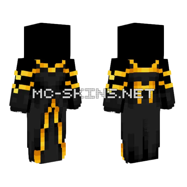 Ob Black Gold Dress W Gloves V2 Minecraft skin, front and back