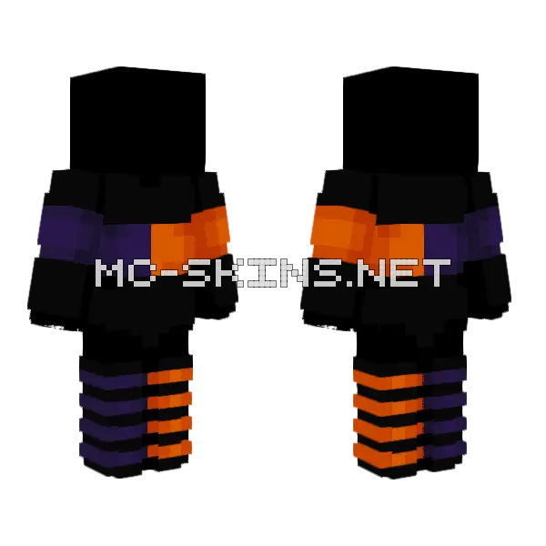 Ob Black Orange Purple Stripe Minecraft skin, front and back