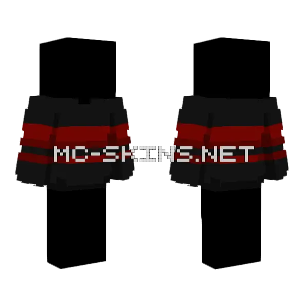 Ob Black Top Red Double Stripes Minecraft skin, front and back