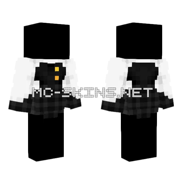 Ob Black Top White Sleeves Plaid Skirt Minecraft skin, front and back