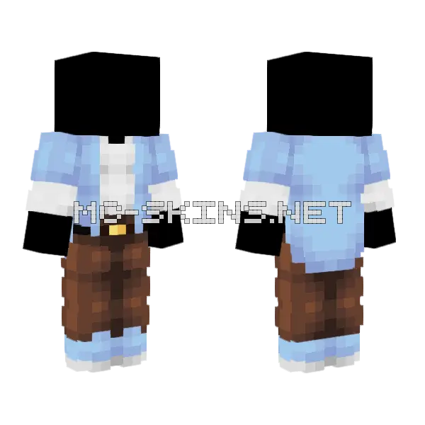 Ob Blue Coat w White T-shirt Minecraft skin, front and back