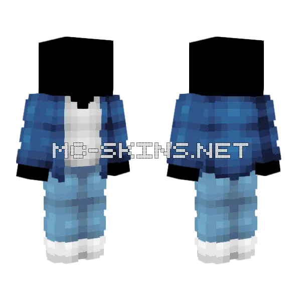 Ob Blue Open Top W Tshirt Light Jeans Minecraft skin, front and back