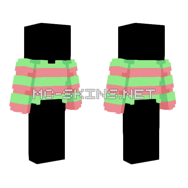 Ob Pastel Green Red Stripe Sweater Minecraft skin, front and back