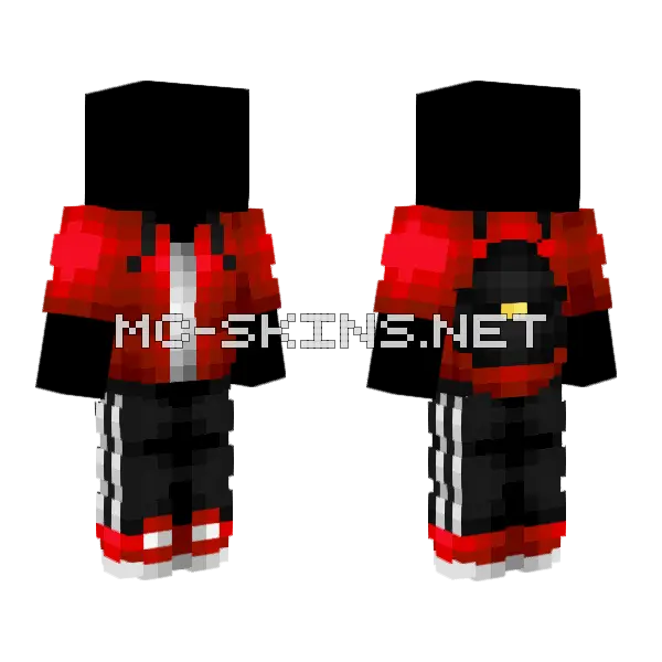 Ob Red White T W Black Jeans Bag Minecraft skin, front and back
