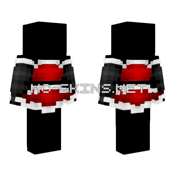 Ob Red Xmas Dress w Gloves Minecraft skin, front and back