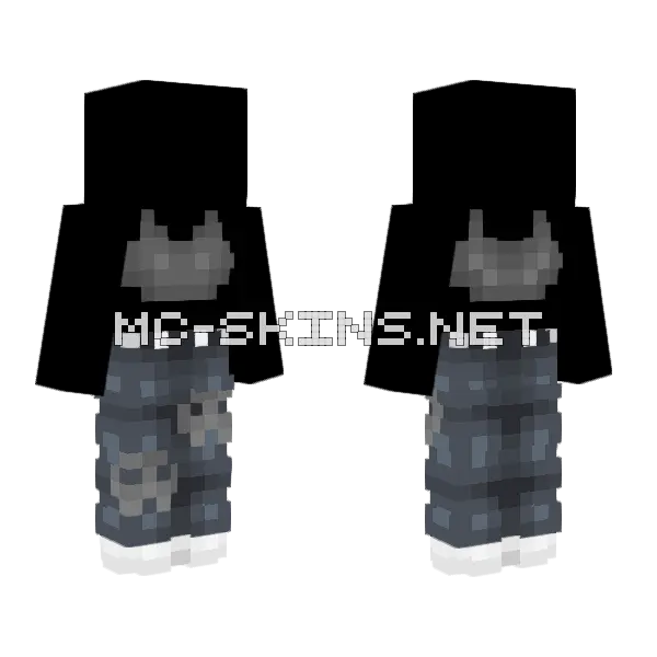 Ob Short Gray Crop Skull Gray Jeans Minecraft skin, front and back