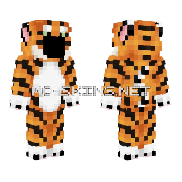 Ob Tiger Onesie Minecraft skin, front and back