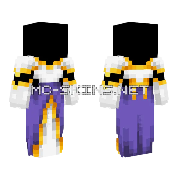 Ob White Purple Dress Gloves w Gold v2 Minecraft skin, front and back