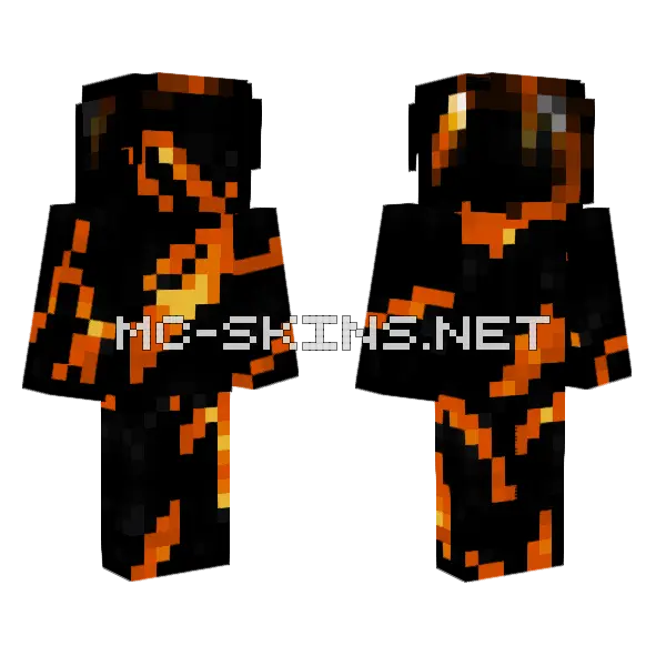 Obsidian Steve Green Lava Minecraft skin, front and back