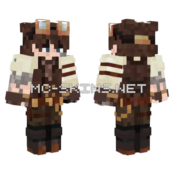 OC WIP Steampunk Girl Minecraft skin, front and back