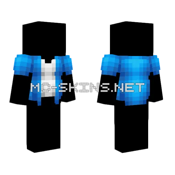 Ocean Blue Open Shirt Minecraft skin, front and back