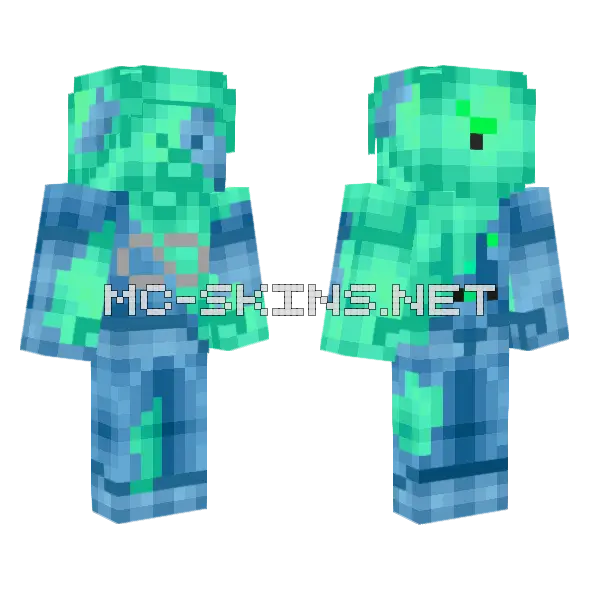 Ocean Guardian Steve Minecraft skin, front and back