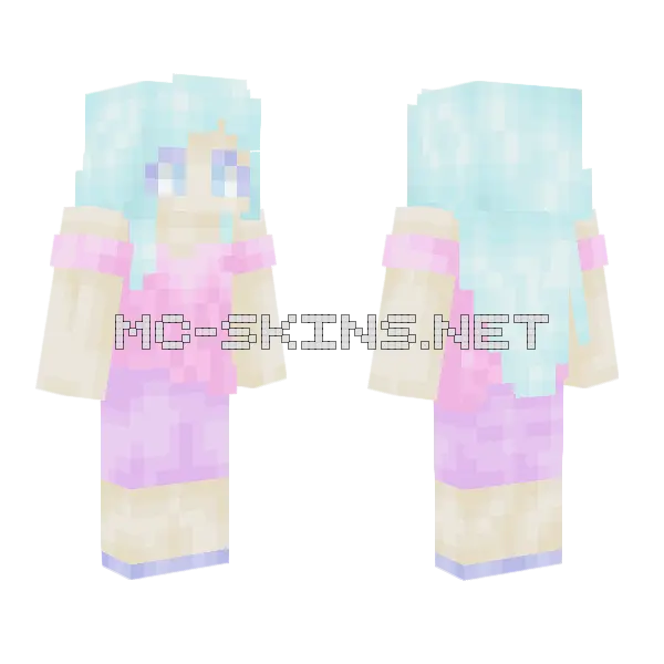 Ocean Mirage Girl Minecraft skin, front and back