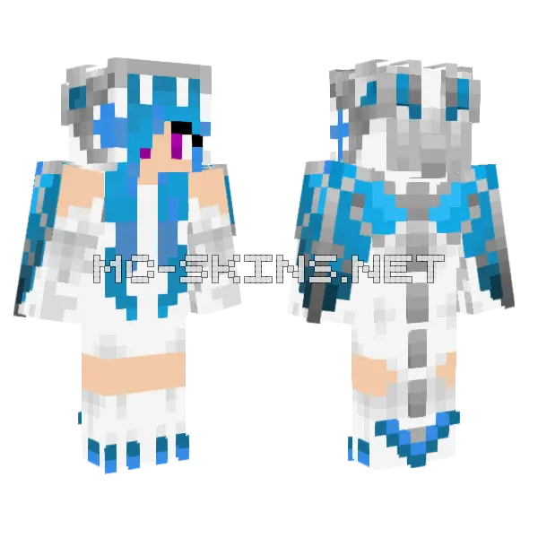 Oceanblue Dragon Girl Minecraft skin, front and back