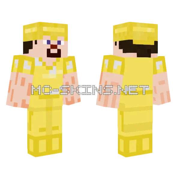 Old Steve Golden Armour Minecraft skin, front and back