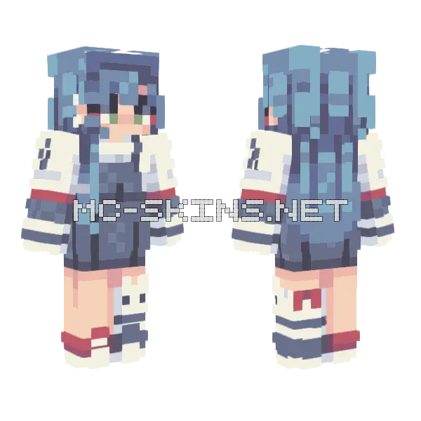 Omaki Sfa12 Blue Hair Minecraft skin, front and back