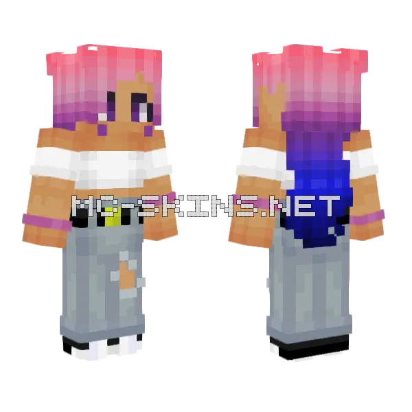 Ombre Pink To Blue Minecraft skin, front and back