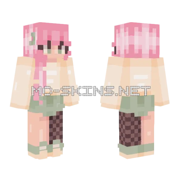 Omg Noooo Pink Hair Minecraft skin, front and back