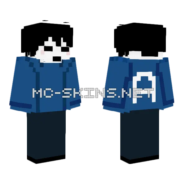 Omori Blue Sweater Minecraft skin, front and back