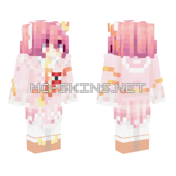 Oofreelyoo Pink Outfit Minecraft skin, front and back
