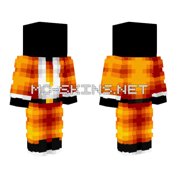 Open Fire Suit With Fire Tie Minecraft skin, front and back