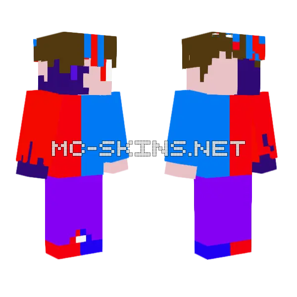 Oppisite Corrupted Minecraft skin, front and back