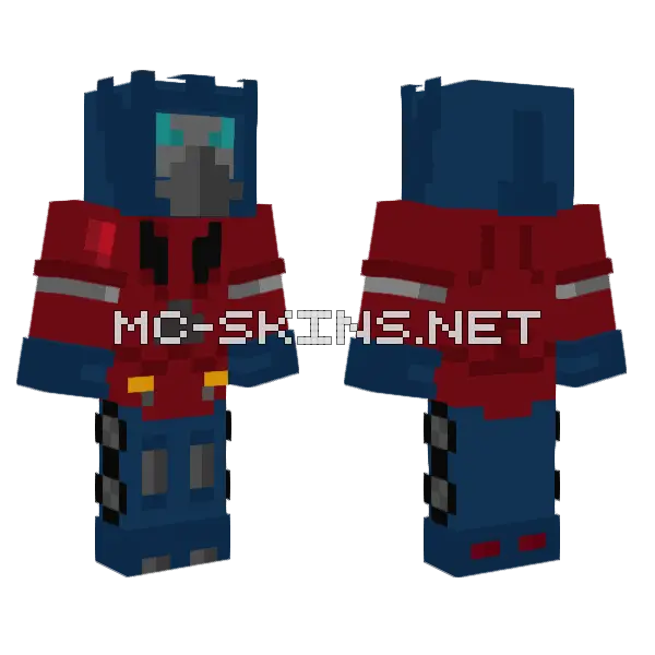 Optimus Prime Minecraft skin, front and back