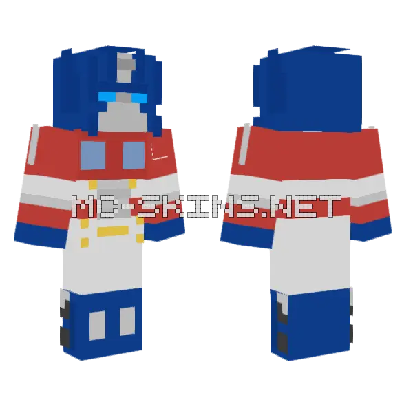 Optimus Prime Minecraft skin, front and back