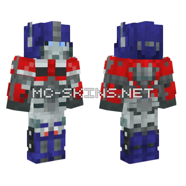 Optimus Prime 2023 Minecraft skin, front and back