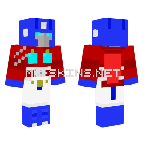 Optimus Prime Minecraft skin, front and back