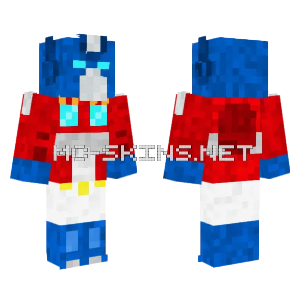 Optimus Prime G1 Minecraft skin, front and back