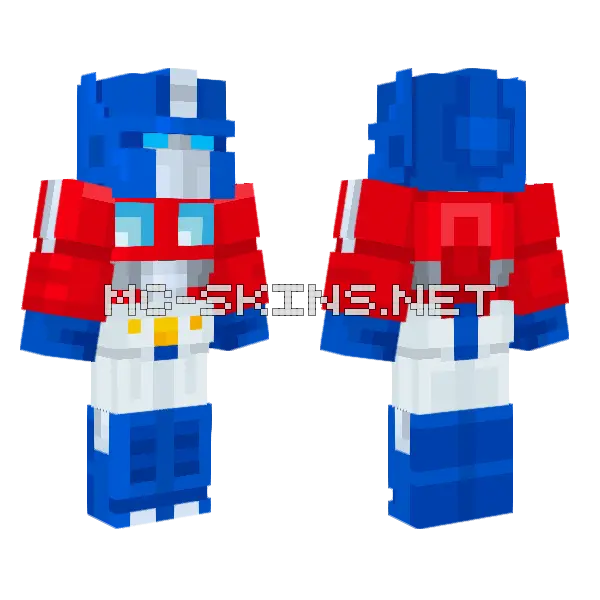Optimus Prime G1 Robot Minecraft skin, front and back