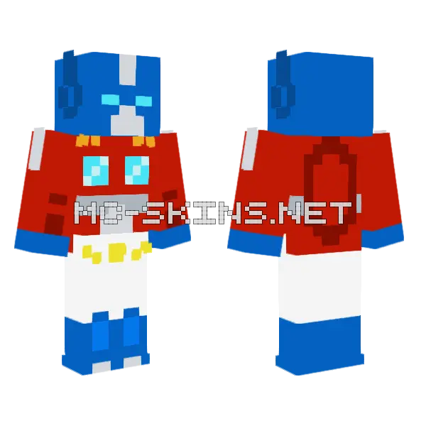 Optimus Prime G1 V2 Minecraft skin, front and back