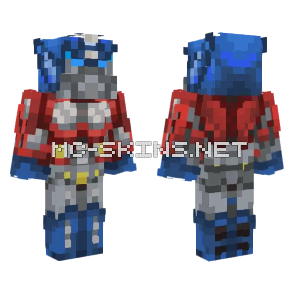 Optimus Prime IDW Revamped Minecraft skin, front and back