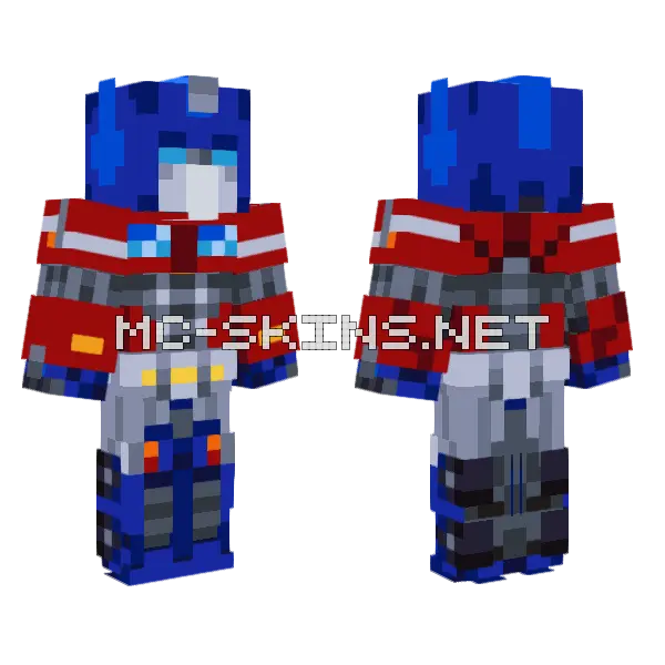 Optimus Prime Robot Minecraft skin, front and back