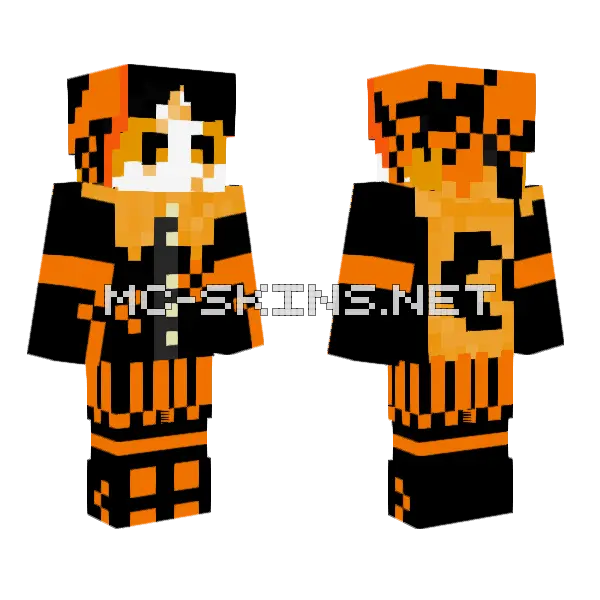 Orange Acrobat Minecraft skin, front and back