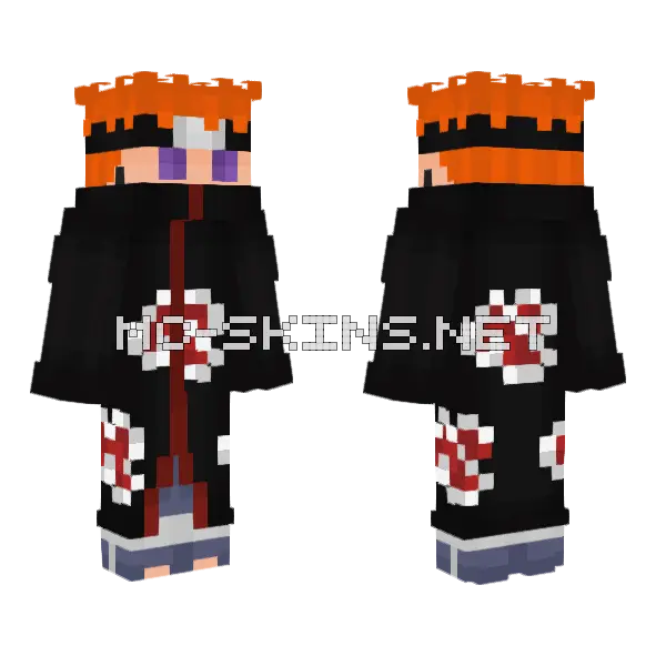 Orange Akatsuki Cloak Minecraft skin, front and back