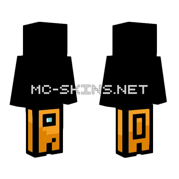 Orange Among Us Character Minecraft skin, front and back