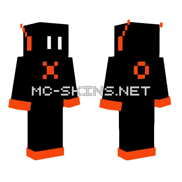 Orange and Black Robot Minecraft skin, front and back