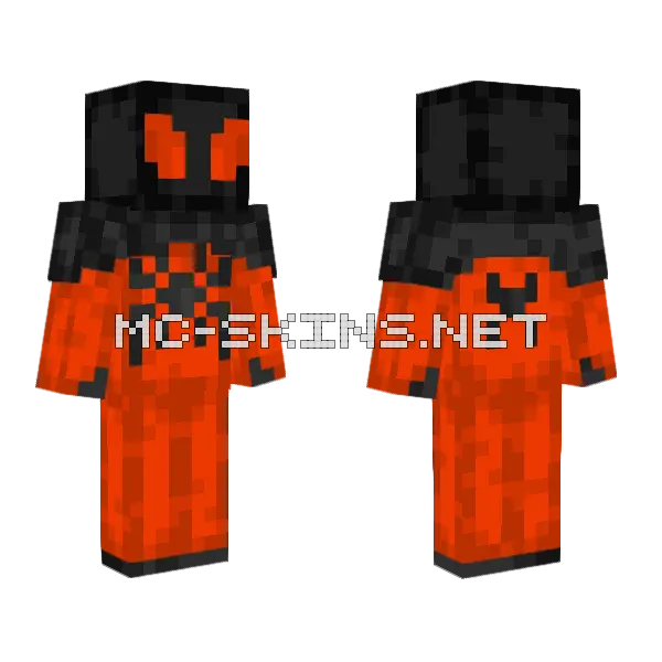 Orange and Black Spiderman Minecraft skin, front and back