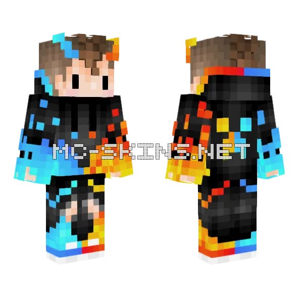 Orange and Blue Mohawk Minecraft skin, front and back