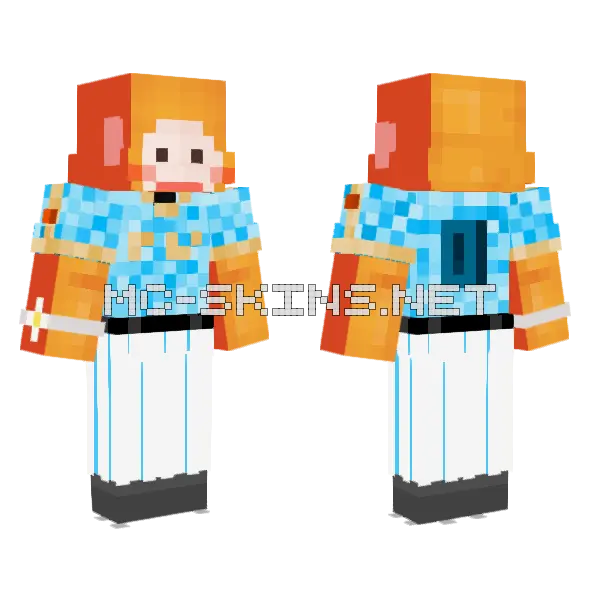 Orange and Blue Striped Outfit Minecraft skin, front and back